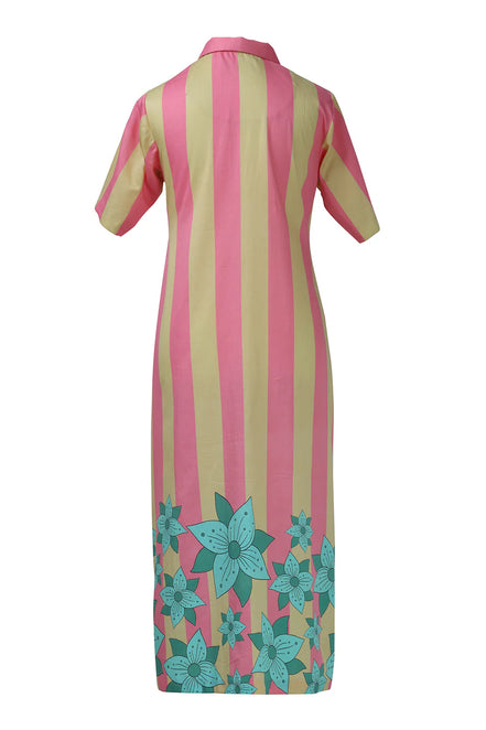 Yellow Pink Stripe Zipper Dress