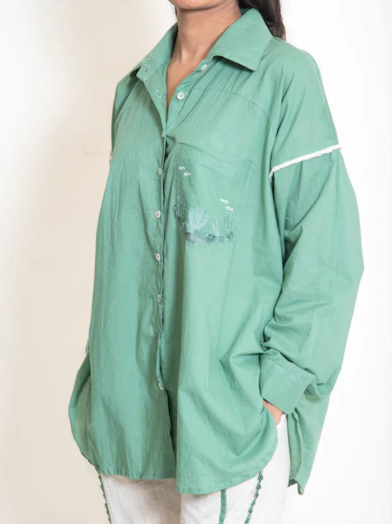 Clam Set (Top + Pants) Mul Cotton Apple Green
