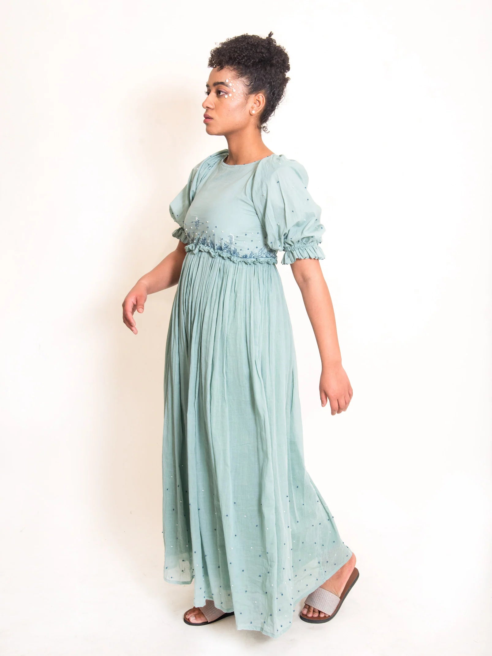 Coral Dress Mul Cotton - Mint Green