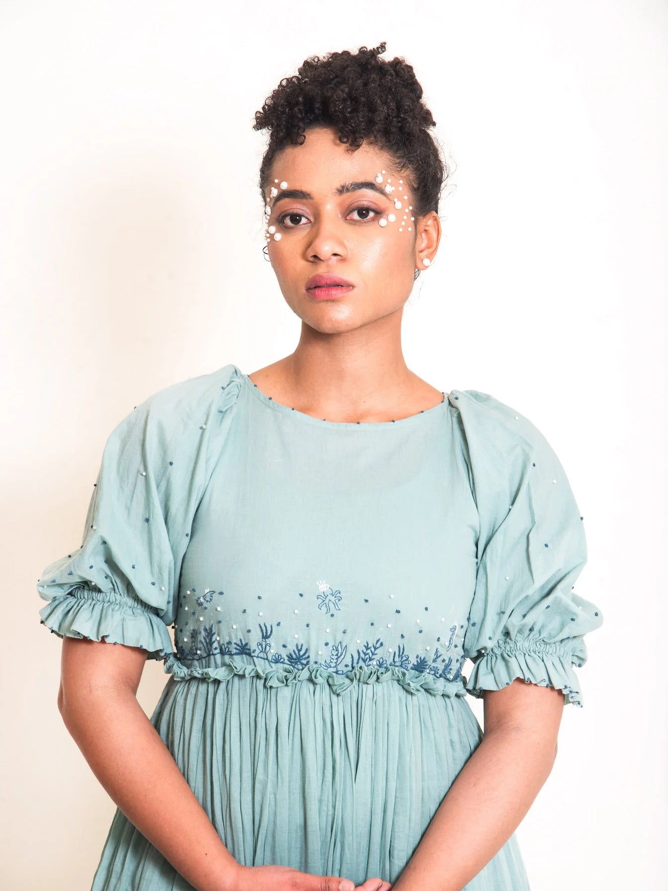 Coral Dress Mul Cotton - Mint Green