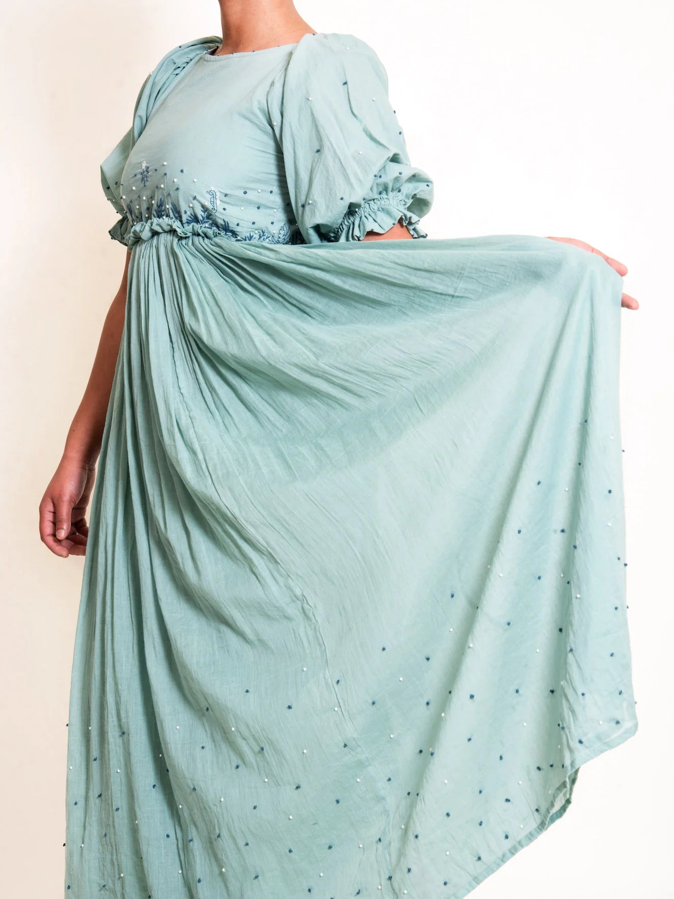 Coral Dress Mul Cotton - Mint Green