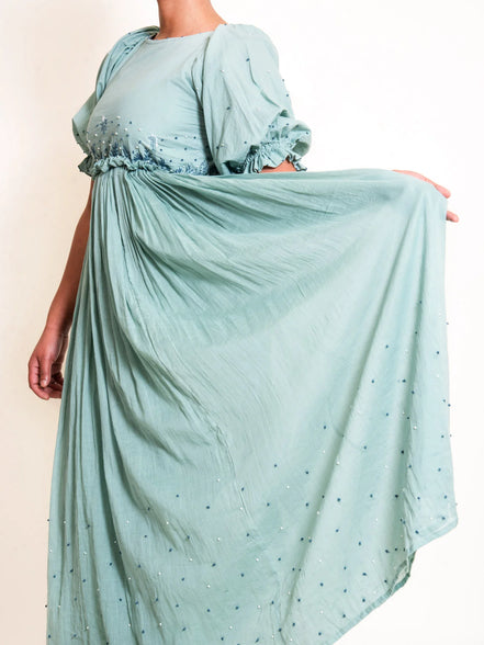 Coral Dress Mul Cotton - Mint Green