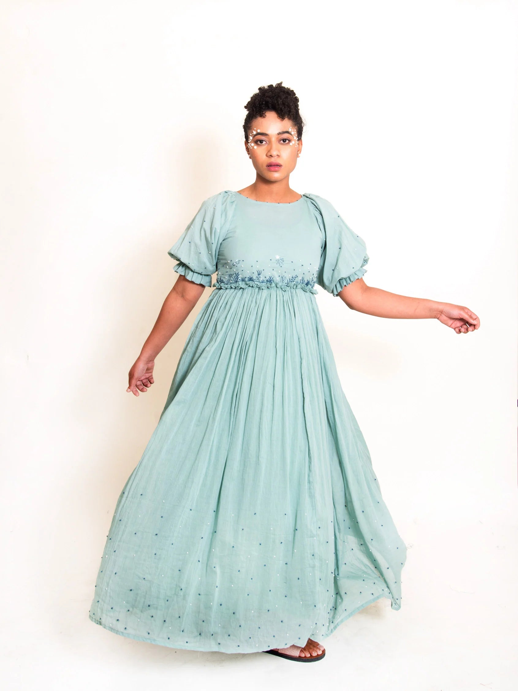 Coral Dress Mul Cotton - Mint Green