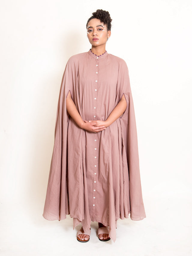Crab Dress Handwoven -Ash Pink