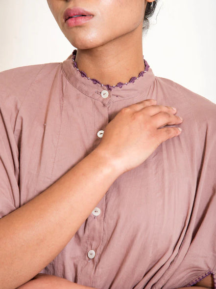 Crab Dress Handwoven -Ash Pink