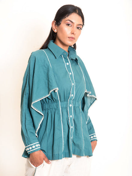 Cuttle Set (Top + Pants) Mul Cotton Turquoise Green