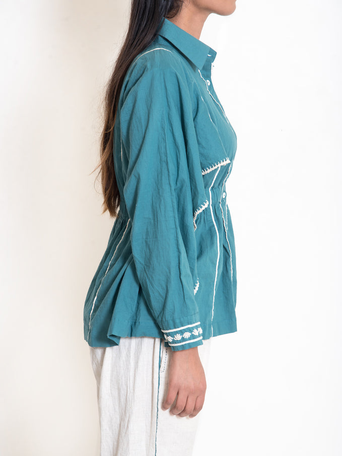 Cuttle Set (Top + Pants) Mul Cotton Turquoise Green