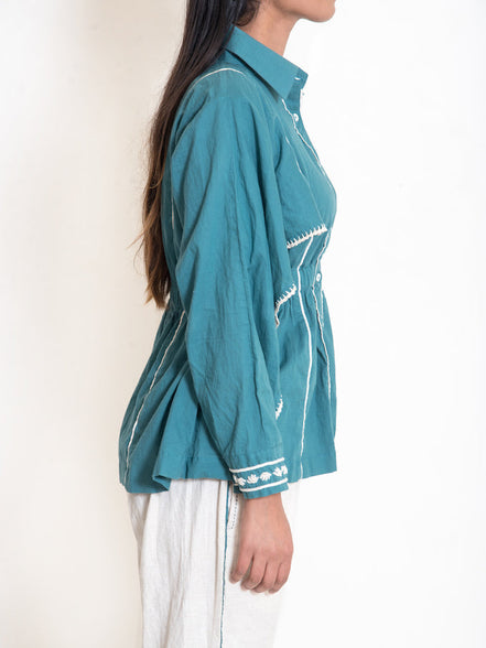 Cuttle Set (Top + Pants) Mul Cotton Turquoise Green