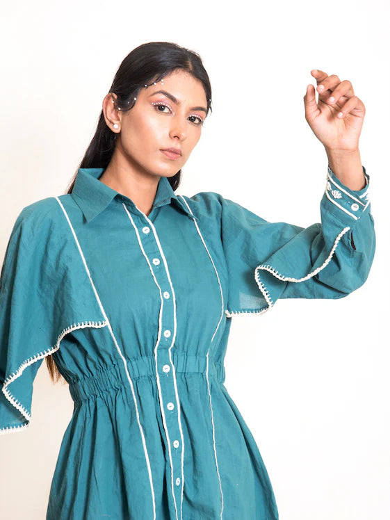 Cuttle Set (Top + Pants) Mul Cotton Turquoise Green