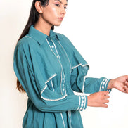 Cuttle Set (Top + Pants) Mul Cotton Turquoise Green