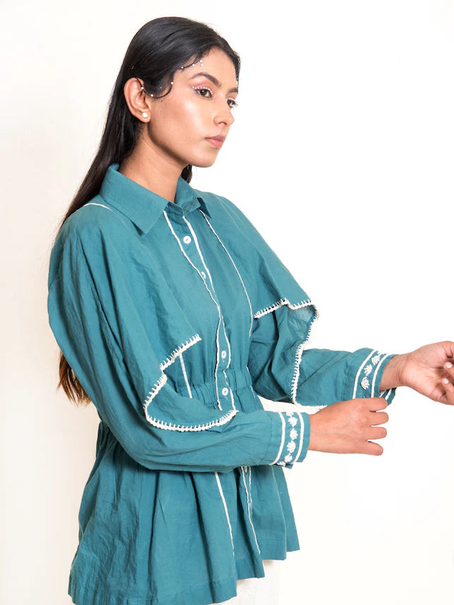 Cuttle Set (Top + Pants) Mul Cotton Turquoise Green