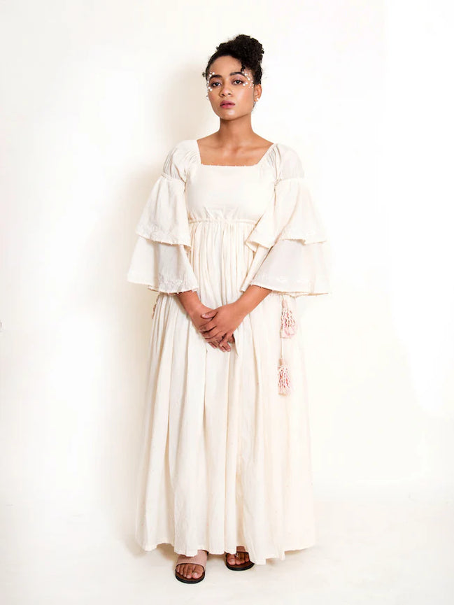 Dolph Dress Handwoven – Beige