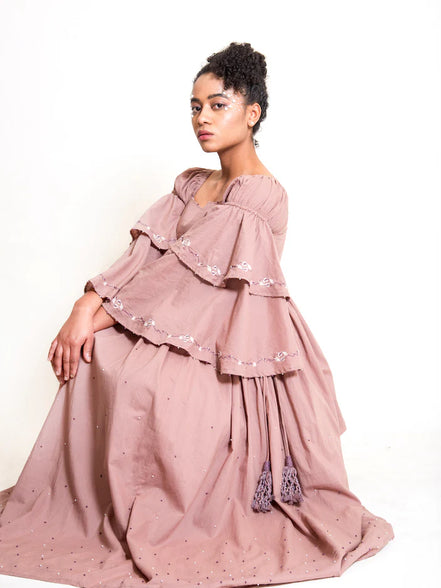 Dolph Dress Handwoven – Ash Pink