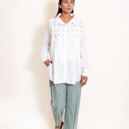 Mone Set (Top + Pants) Mul Cotton White