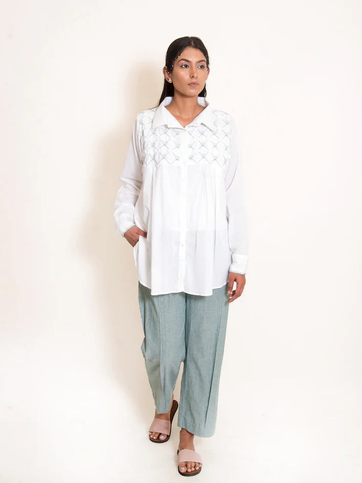 Mone Set (Top + Pants) Mul Cotton White