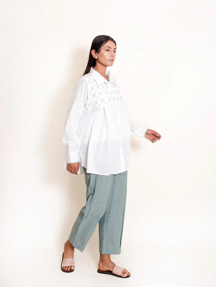 Mone Set (Top + Pants) Mul Cotton White