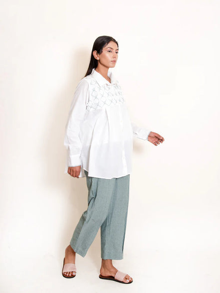 Mone Set (Top + Pants) Mul Cotton White