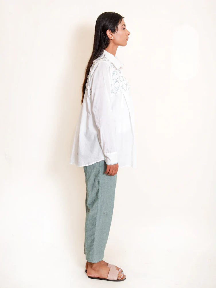Mone Set (Top + Pants) Mul Cotton White