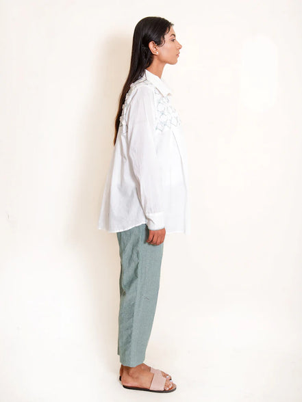 Mone Set (Top + Pants) Mul Cotton White