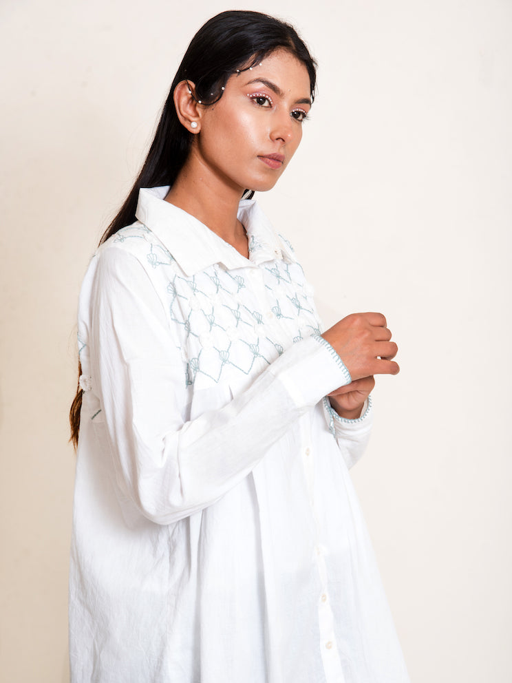 Mone Set (Top + Pants) Mul Cotton White