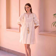 Navy Dress - Beige