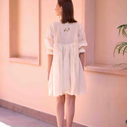 Navy Dress - Beige