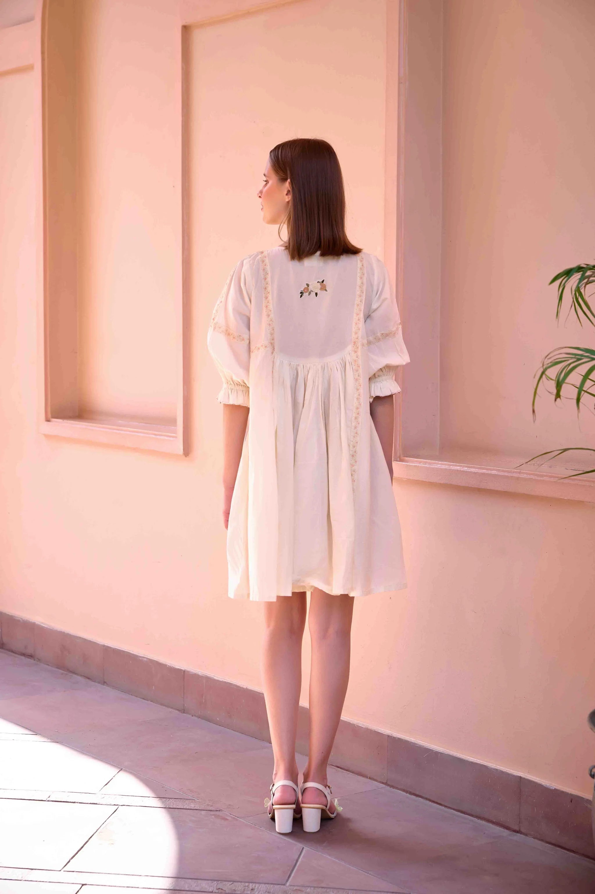 Navy Dress - Beige