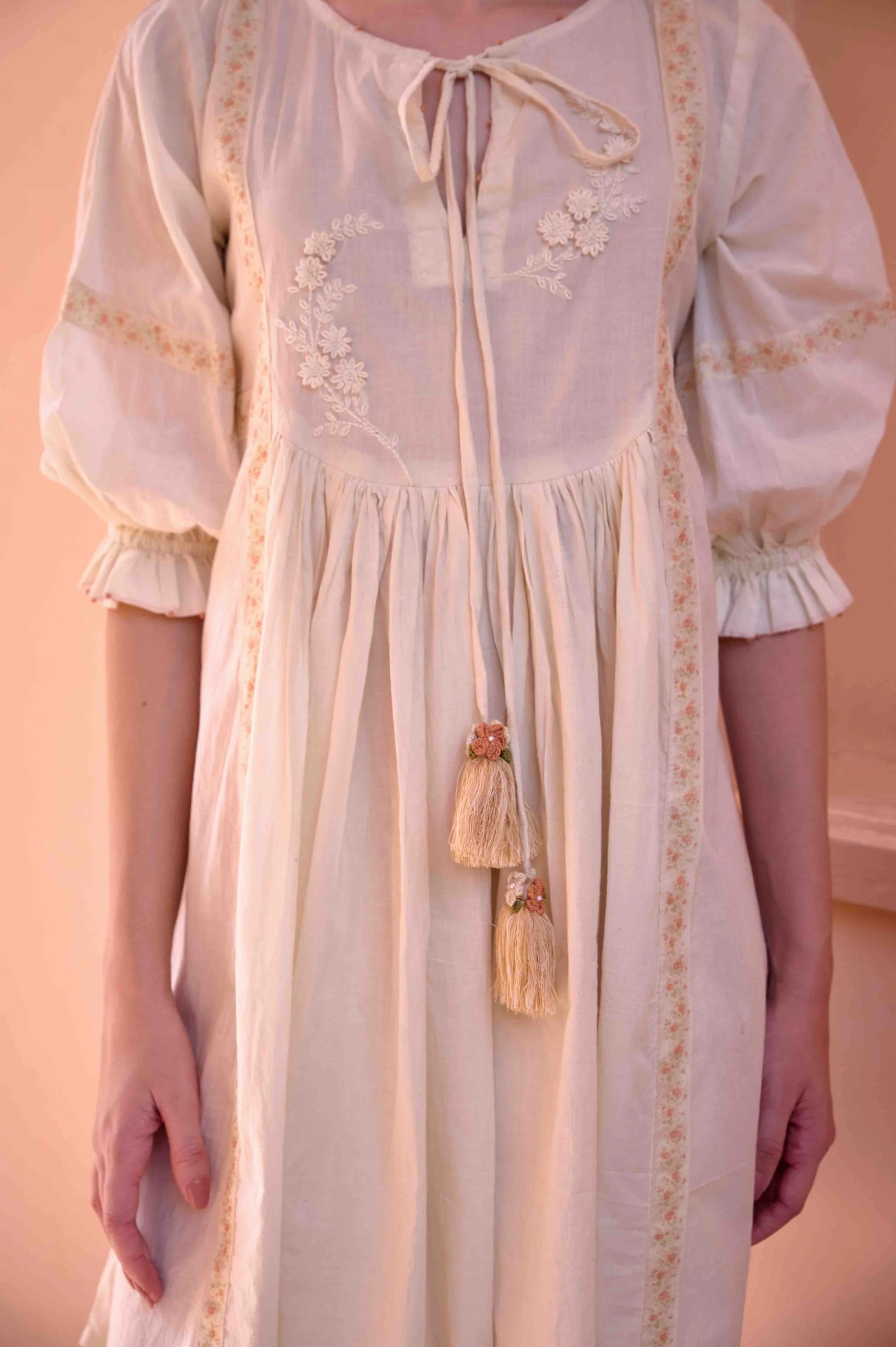 Navy Dress - Beige