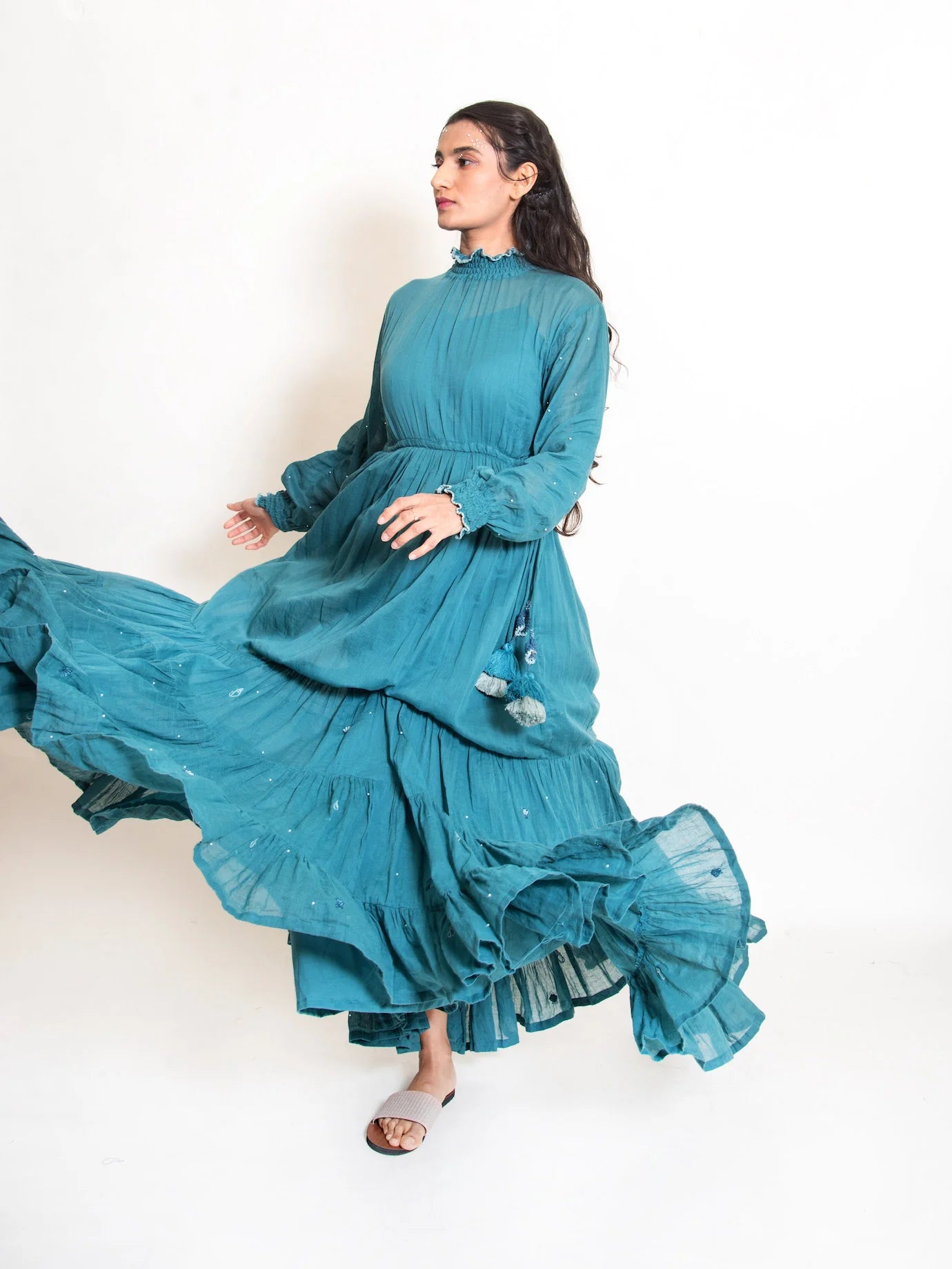 Oys Dress Mul Cotton - Turquoise Green