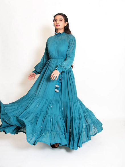 Oys Dress Mul Cotton - Turquoise Green