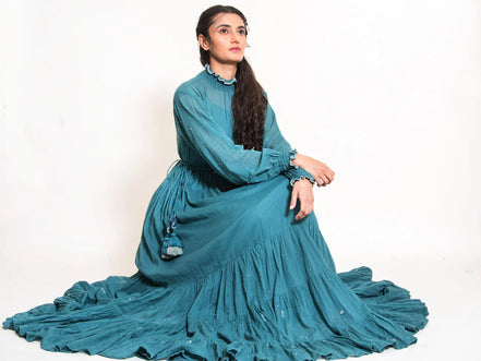Oys Dress Mul Cotton - Turquoise Green