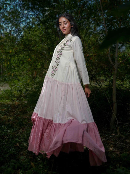 Paschar Dress - Beige and Pink