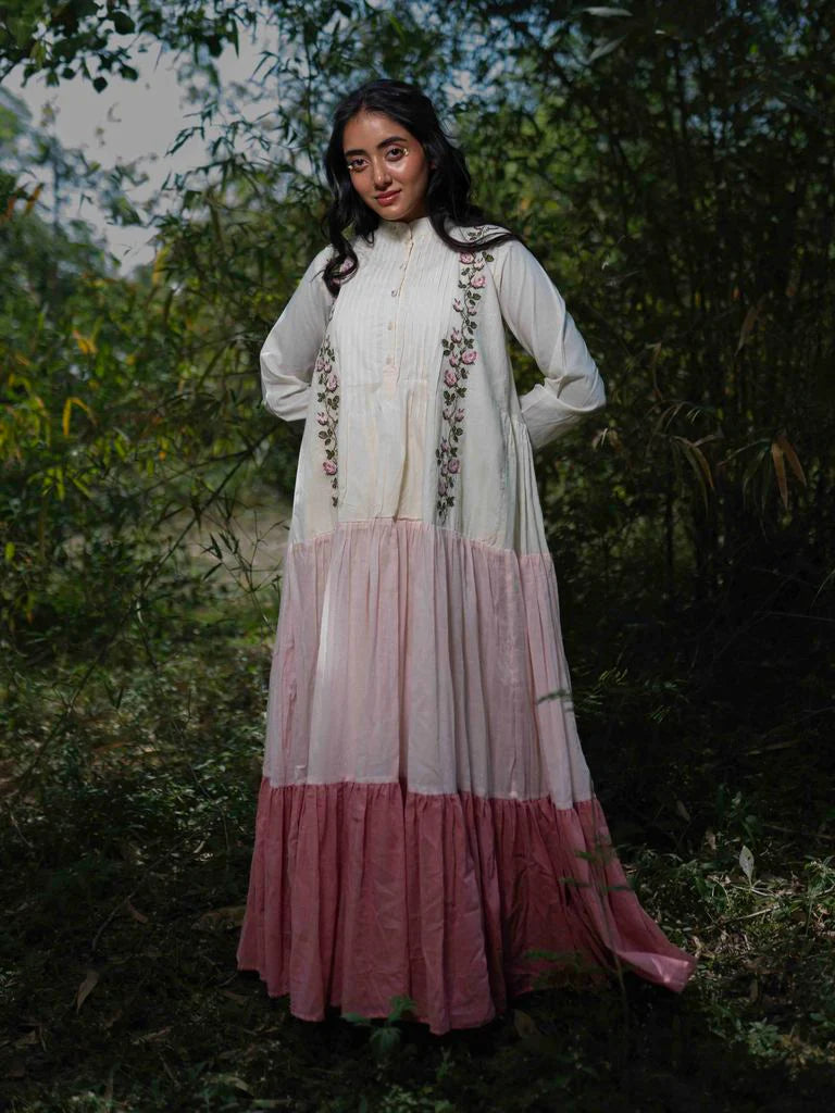 Paschar Dress - Beige and Pink