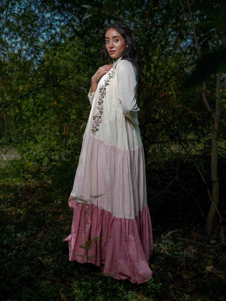 Paschar Dress - Beige and Pink