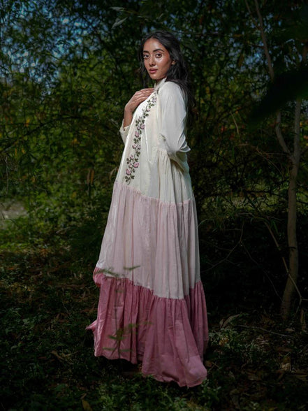 Paschar Dress - Beige and Pink