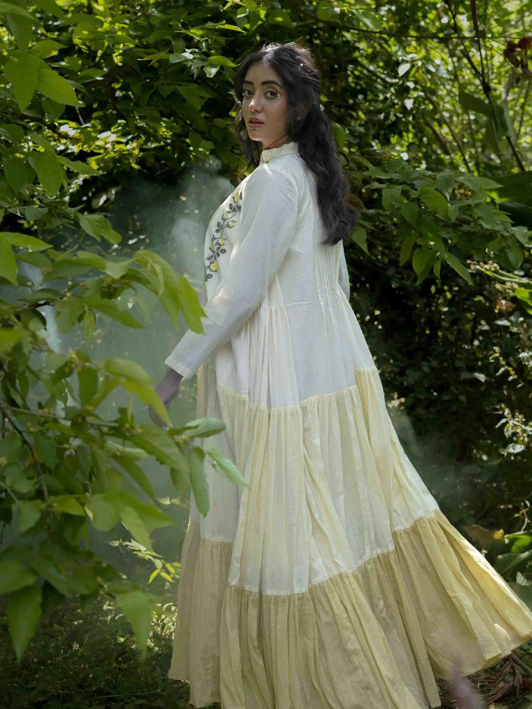 Paschar Dress - Beige and Yellow