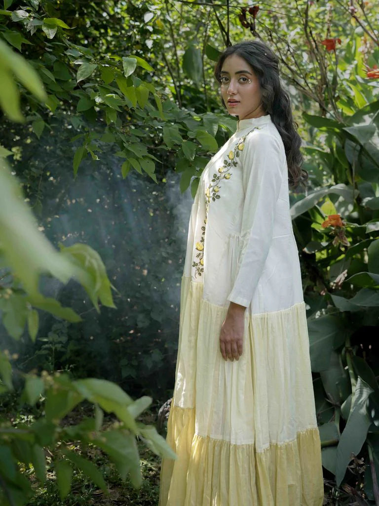 Paschar Dress - Beige and Yellow