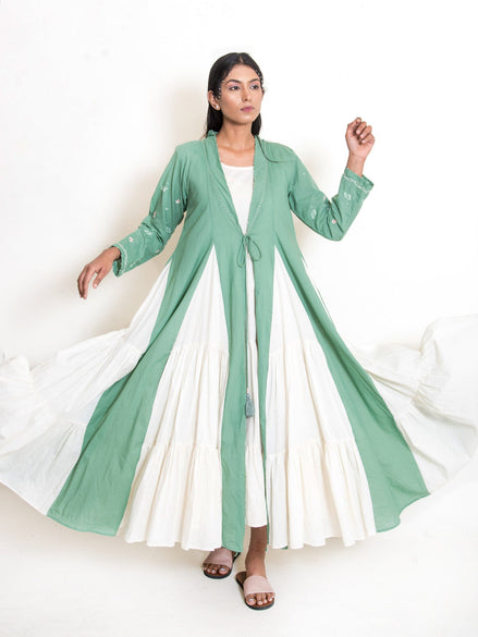 Pelican Set (Dress + Jacket) Mul Cotton - Apple green