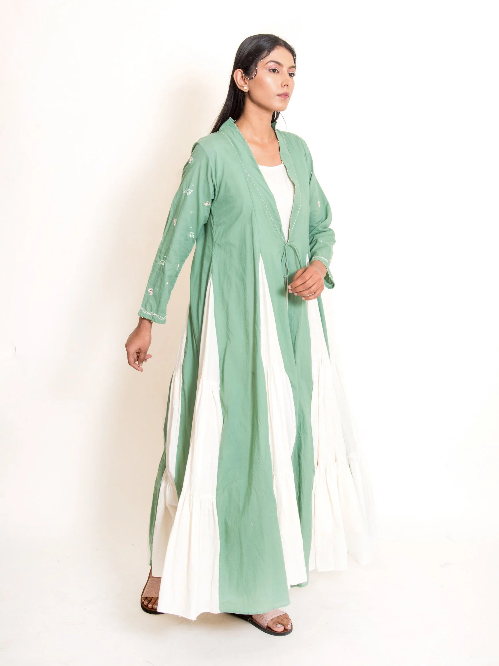 Pelican Set (Dress + Jacket) Mul Cotton - Apple green