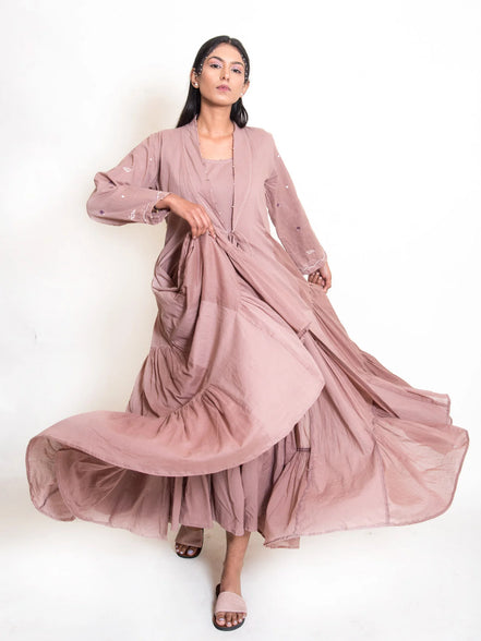 Pelican Set (Dress + Jacket) Mul Cotton - Ash Pink
