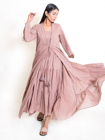 Pelican Set (Dress + Jacket) Mul Cotton - Ash Pink
