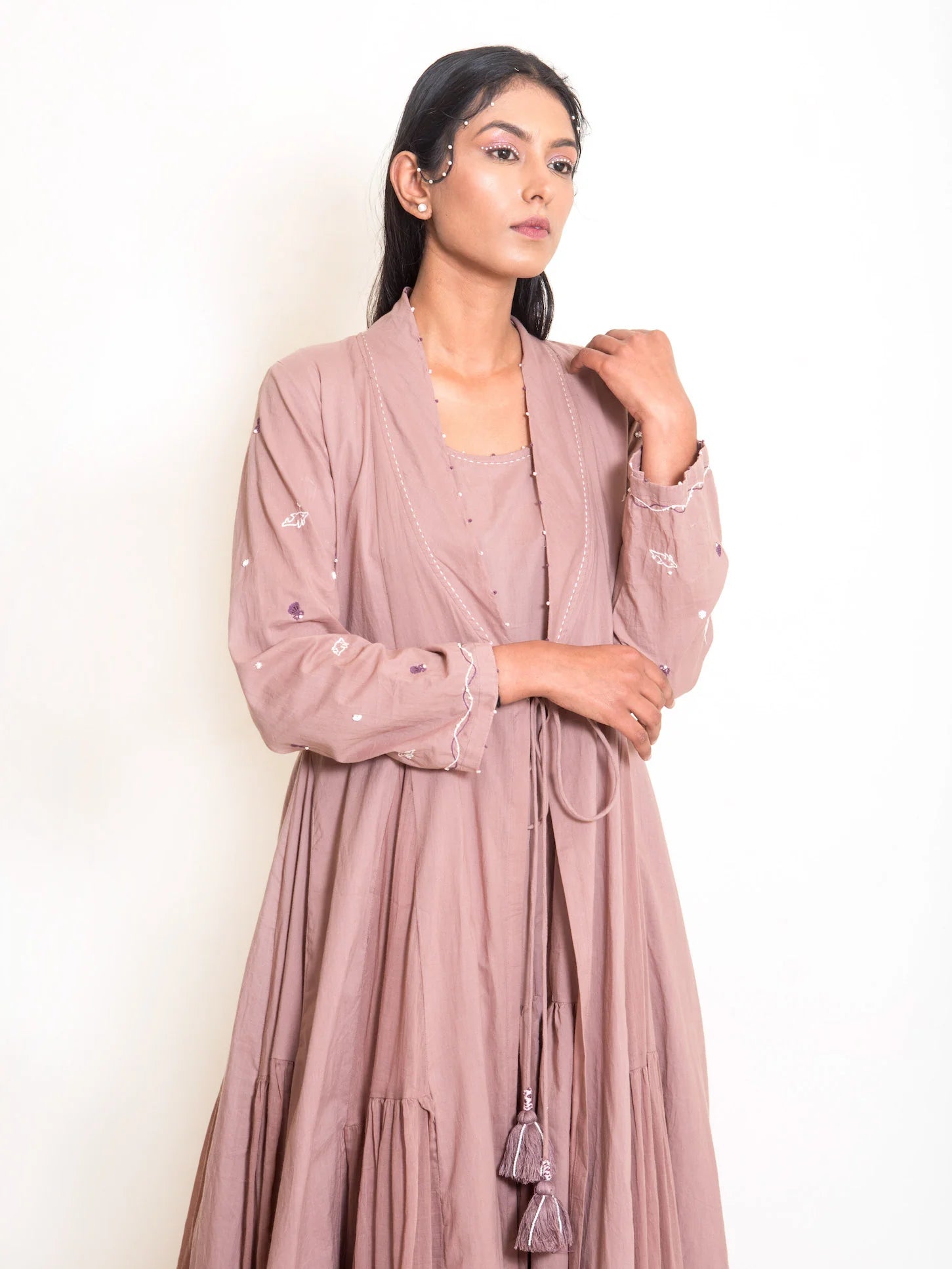 Pelican Set (Dress + Jacket) Mul Cotton - Ash Pink