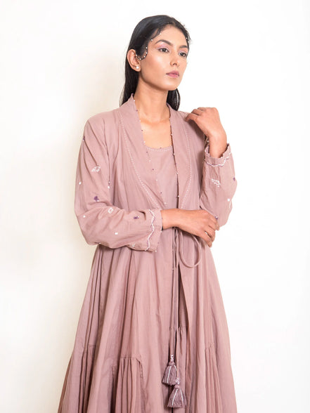 Pelican Set (Dress + Jacket) Mul Cotton - Ash Pink