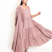 Pelican Set (Dress + Jacket) Mul Cotton - Ash Pink