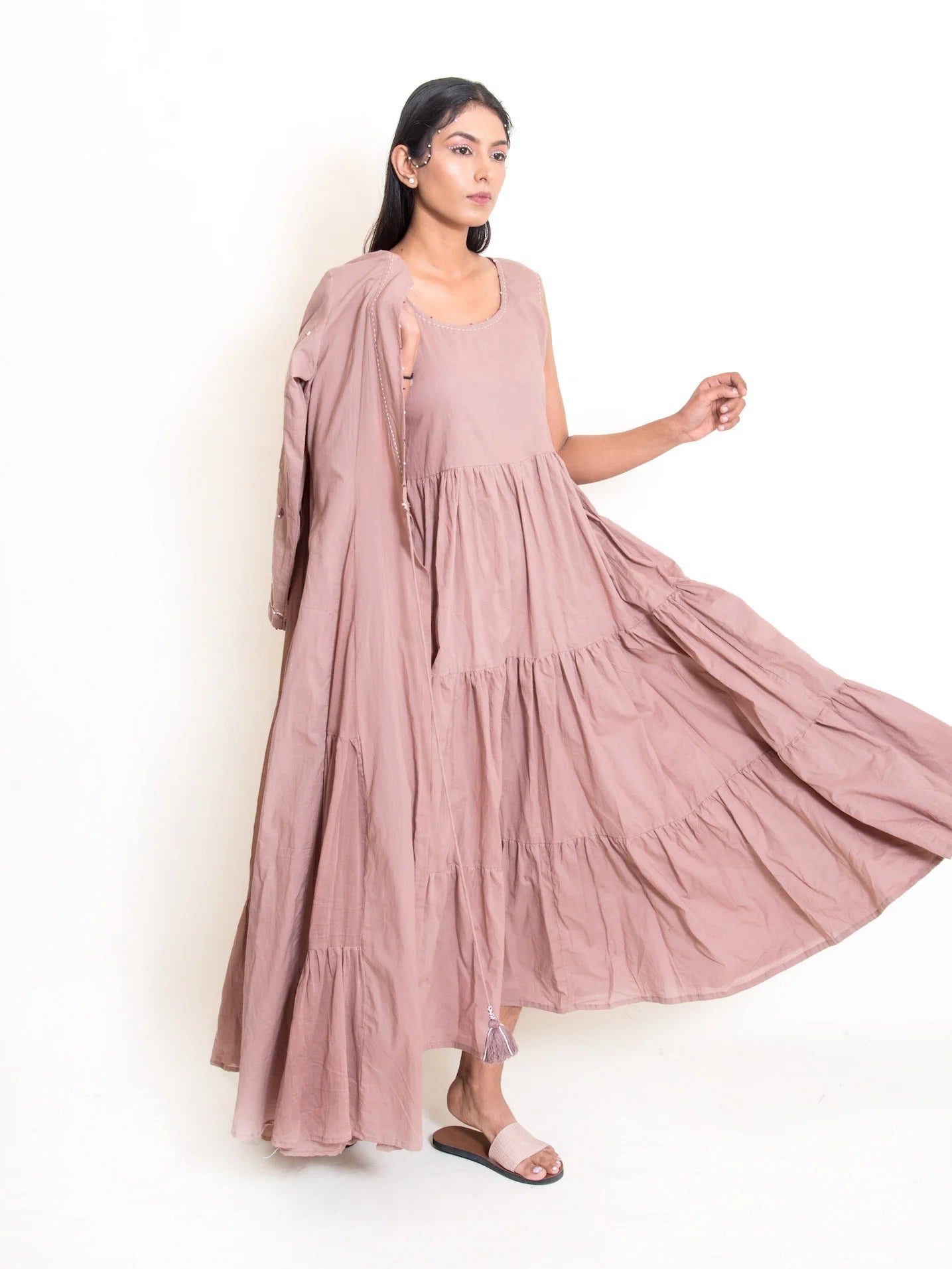 Pelican Set (Dress + Jacket) Mul Cotton - Ash Pink