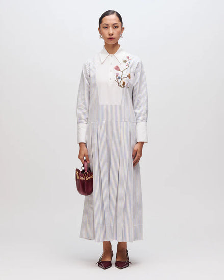 Pinstripe Pressed Petal Dress