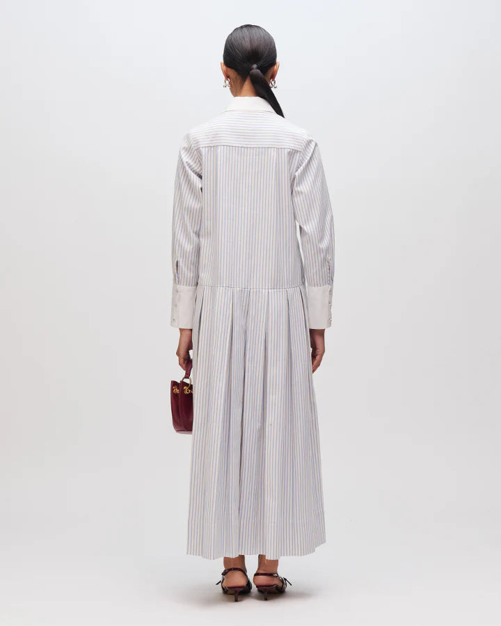 Pinstripe Pressed Petal Dress