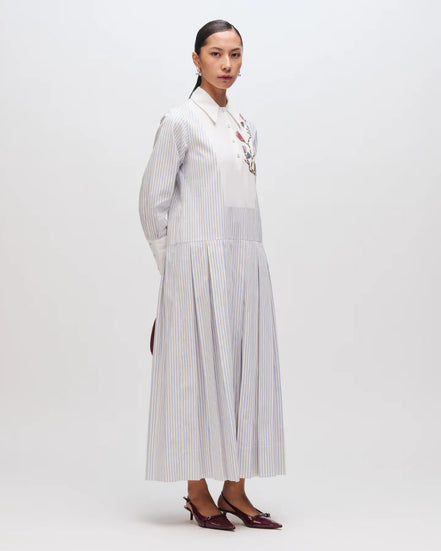 Pinstripe Pressed Petal Dress
