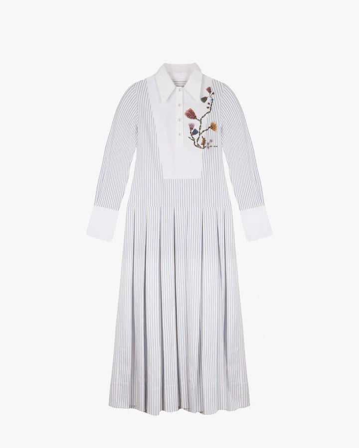 Pinstripe Pressed Petal Dress