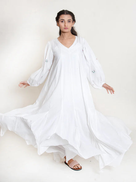 Seeho Dress Mul Cotton - White